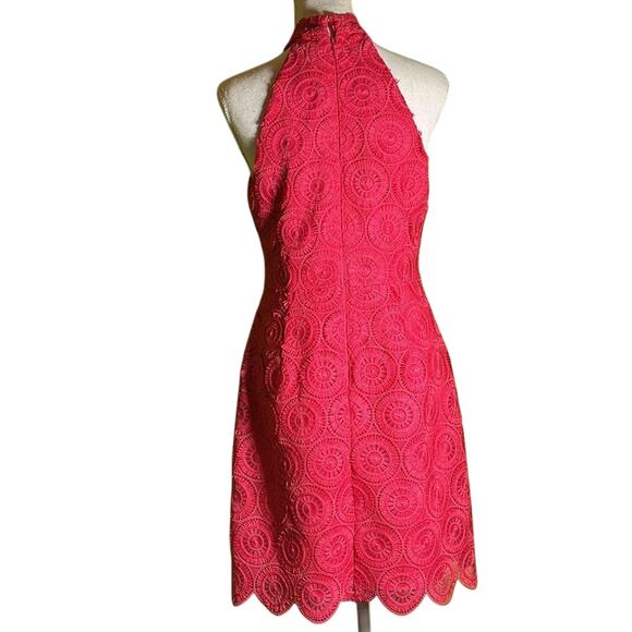 Trina Turk Liviah Elegant Sleeveless Lace Halter Mini Dress Size 6 - Picture 4 of 7